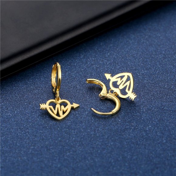 "One Arrow Stainless Steel Geometric Love Earrings for Women, 55EGL1164 - Picture 4 of 11